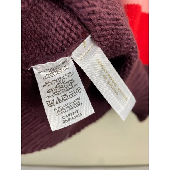 Ann Taylor Wool Blend Turtleneck Sweater Womens size Small Colorblock Pink Red - Picture 5 of 8